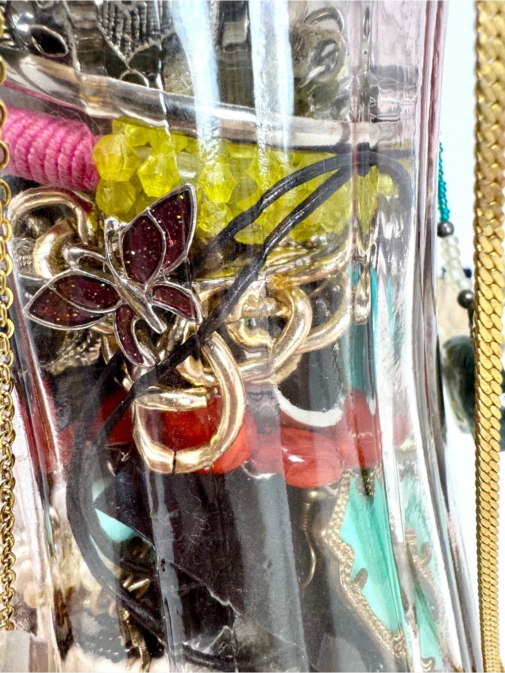Large Glass Jewelry Jar with Assorted Vintage Jewelry Collection Lot - Picture 8 of 13